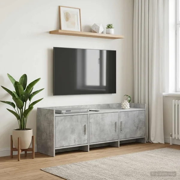 Meuble TV 130 x 33 x 47 cm Gris béton Bois d'ingénierie