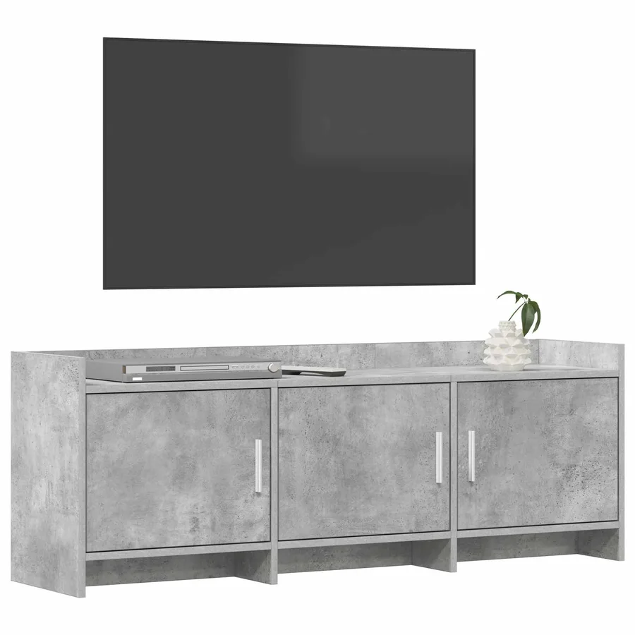 Meuble TV 130 x 33 x 47 cm Gris béton Bois d'ingénierie - 3