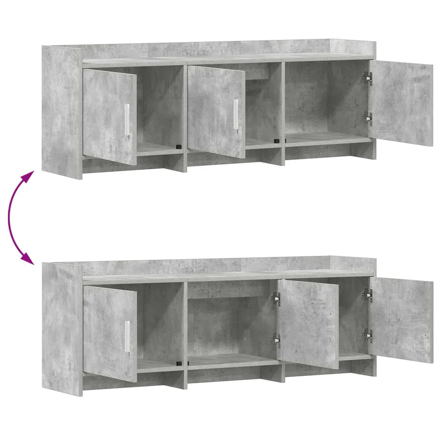 Meuble TV 130 x 33 x 47 cm Gris béton Bois d'ingénierie - 8