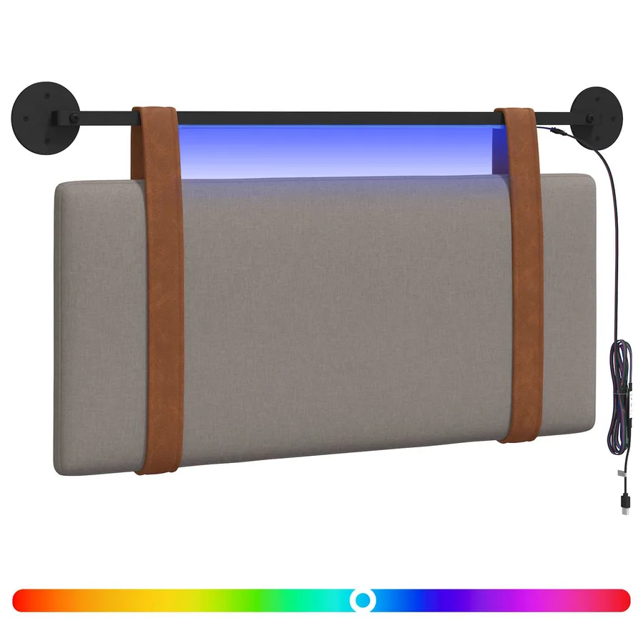 Tête de lit suspendue Avec lumière LED Taupe PU antique - 2