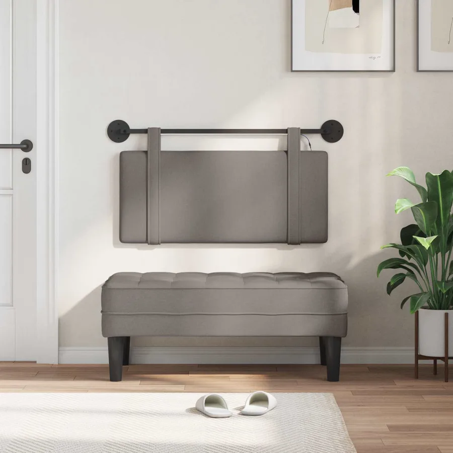 Tête de lit suspendue Avec lumière LED Taupe Tissu - 3