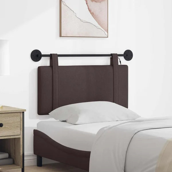 Tête de lit suspendue Avec lumière LED Marron foncé Tissu