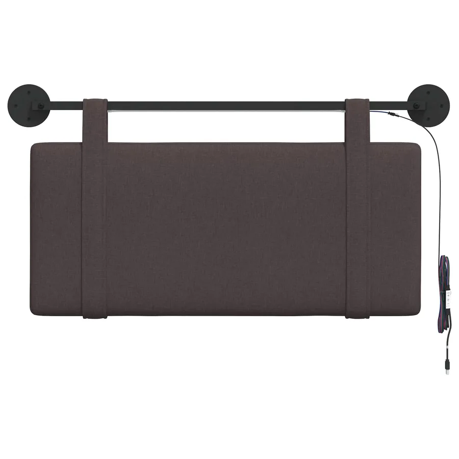Tête de lit suspendue Avec lumière LED Marron foncé Tissu - 6