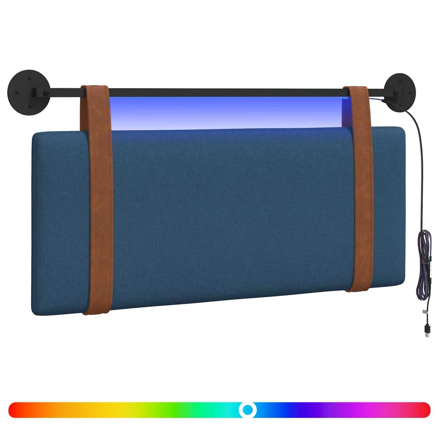 Tête de lit suspendue Avec lumière LED Bleu PU antique - 2