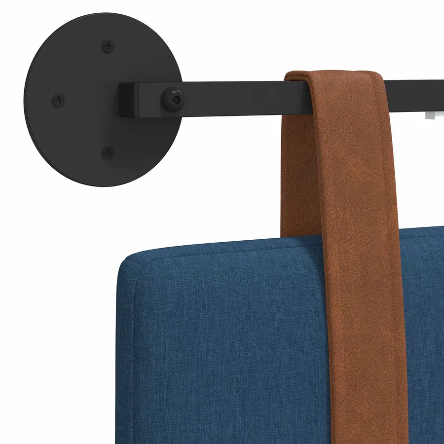 Tête de lit suspendue Avec lumière LED Bleu PU antique - 8