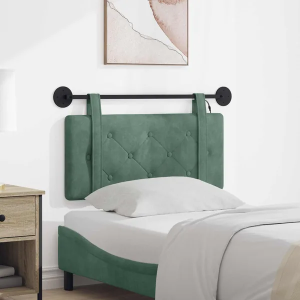 Tête de lit suspendue Avec lumière LED Vert Mer Velours