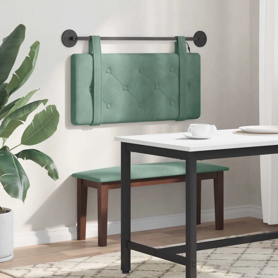 Tête de lit suspendue Avec lumière LED Vert Mer Velours - 4