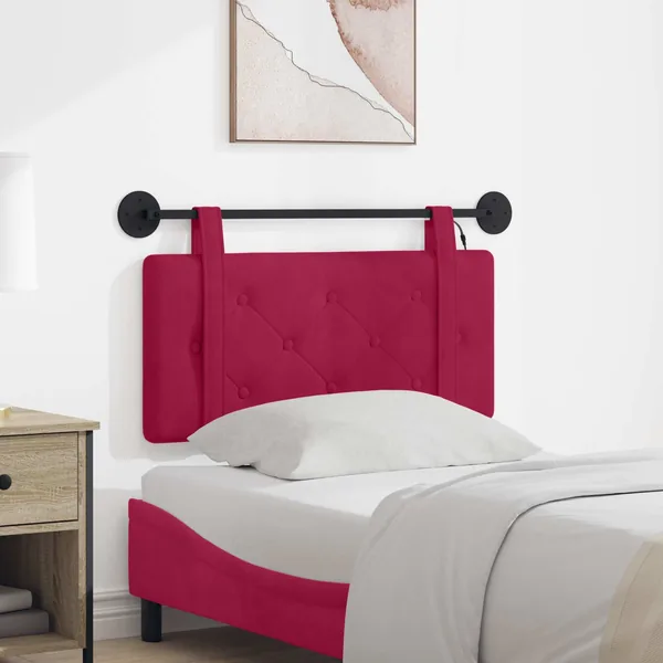 Tête de lit suspendue Avec lumière LED Bordeaux Velours