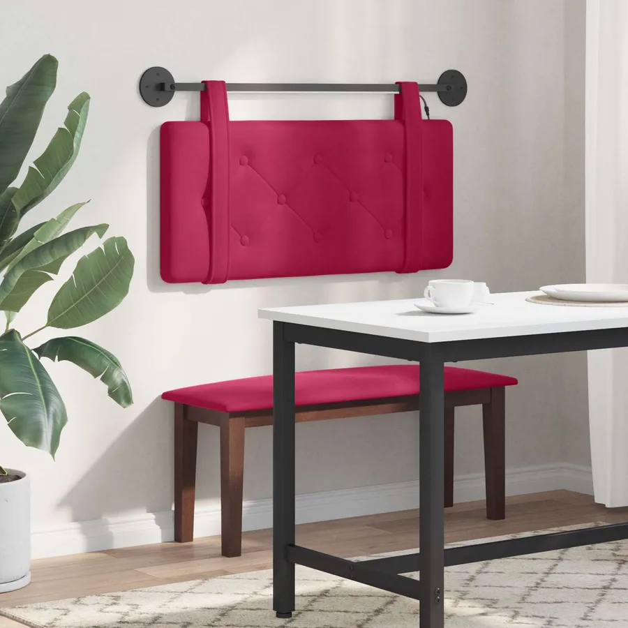 Tête de lit suspendue Avec lumière LED Bordeaux Velours - 4
