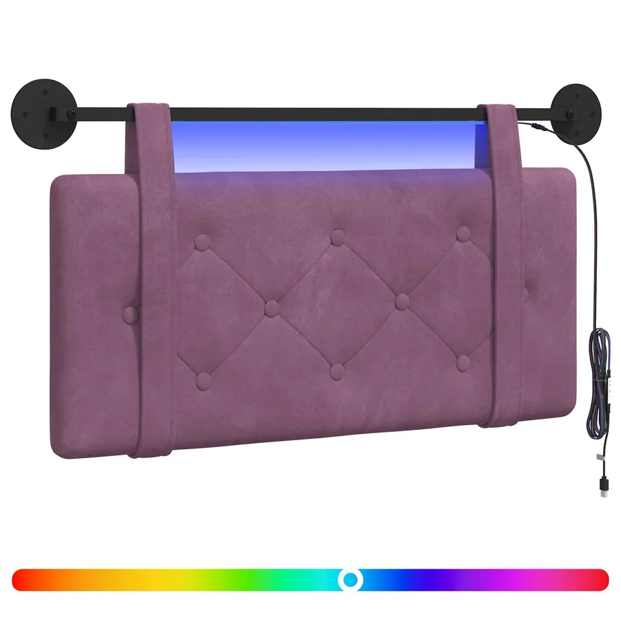 Tête de lit suspendue Avec lumière LED Pourpre Velours - 2