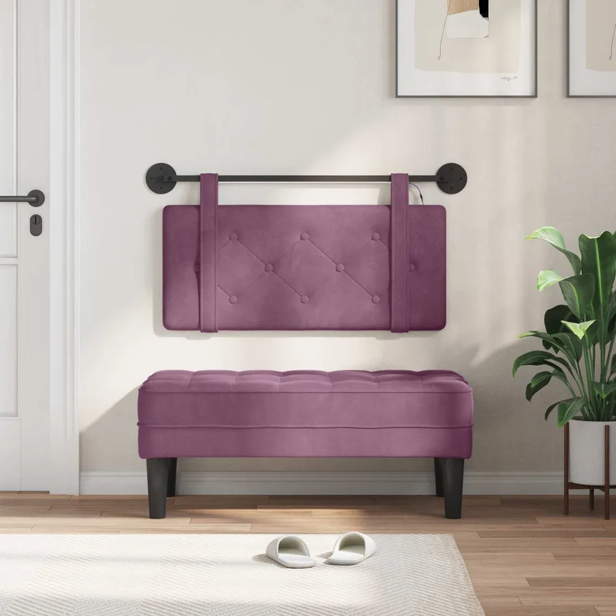 Tête de lit suspendue Avec lumière LED Pourpre Velours - 3