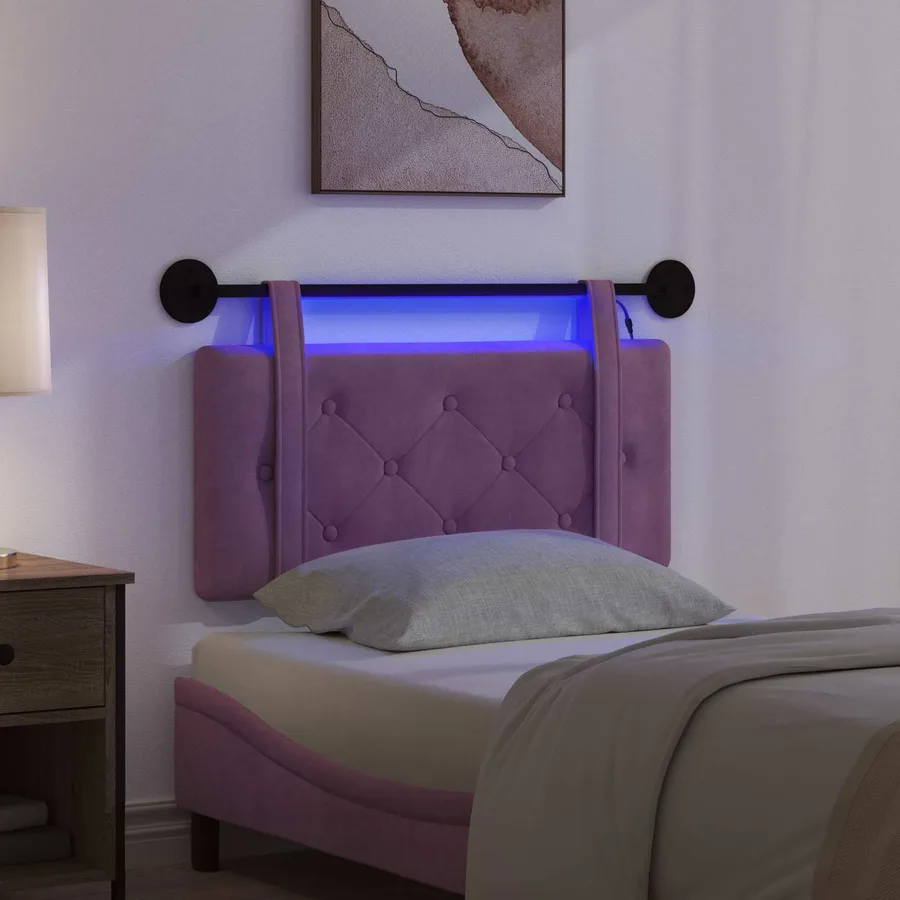 Tête de lit suspendue Avec lumière LED Pourpre Velours - 5
