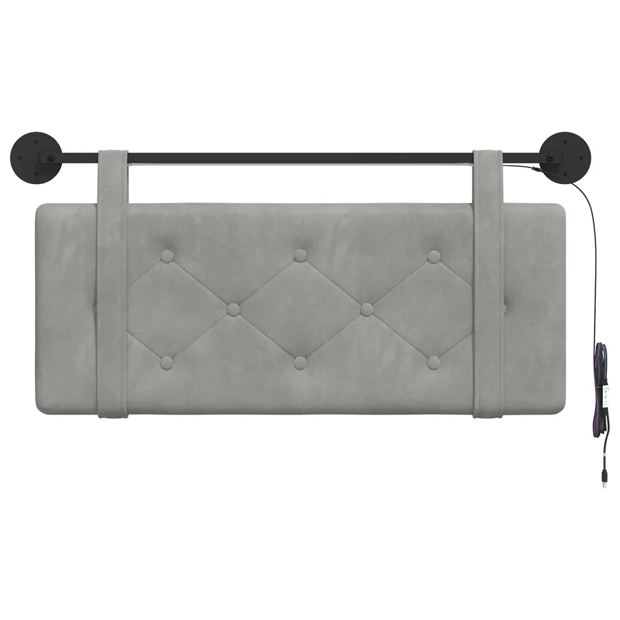 Tête de lit suspendue Avec lumière LED Gris clair Velours - 6