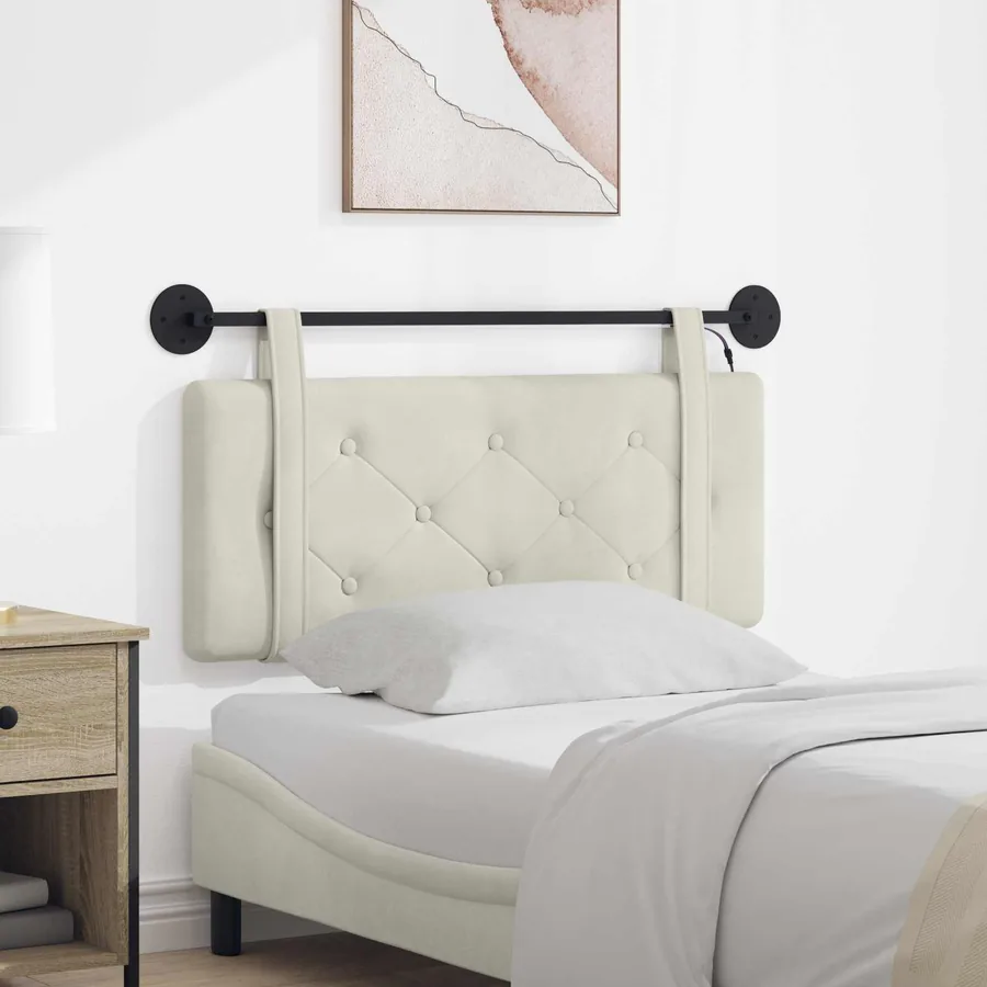 Tête de lit suspendue Avec lumière LED Crème Velours