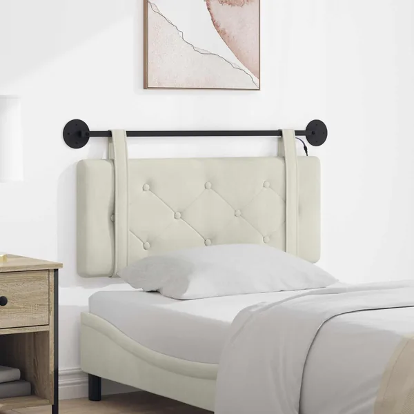 Tête de lit suspendue Avec lumière LED Crème Velours