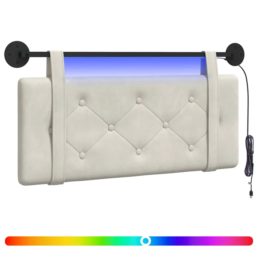 Tête de lit suspendue Avec lumière LED Crème Velours - 2