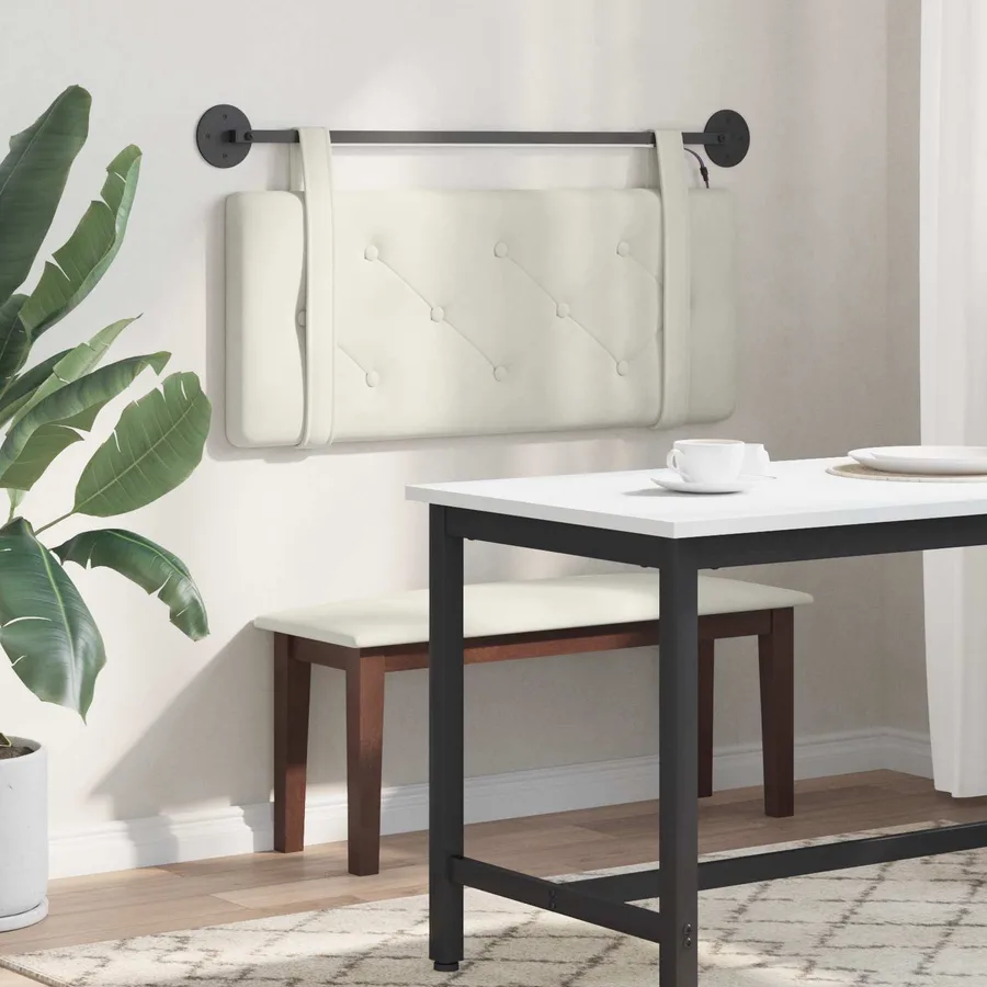 Tête de lit suspendue Avec lumière LED Crème Velours - 4