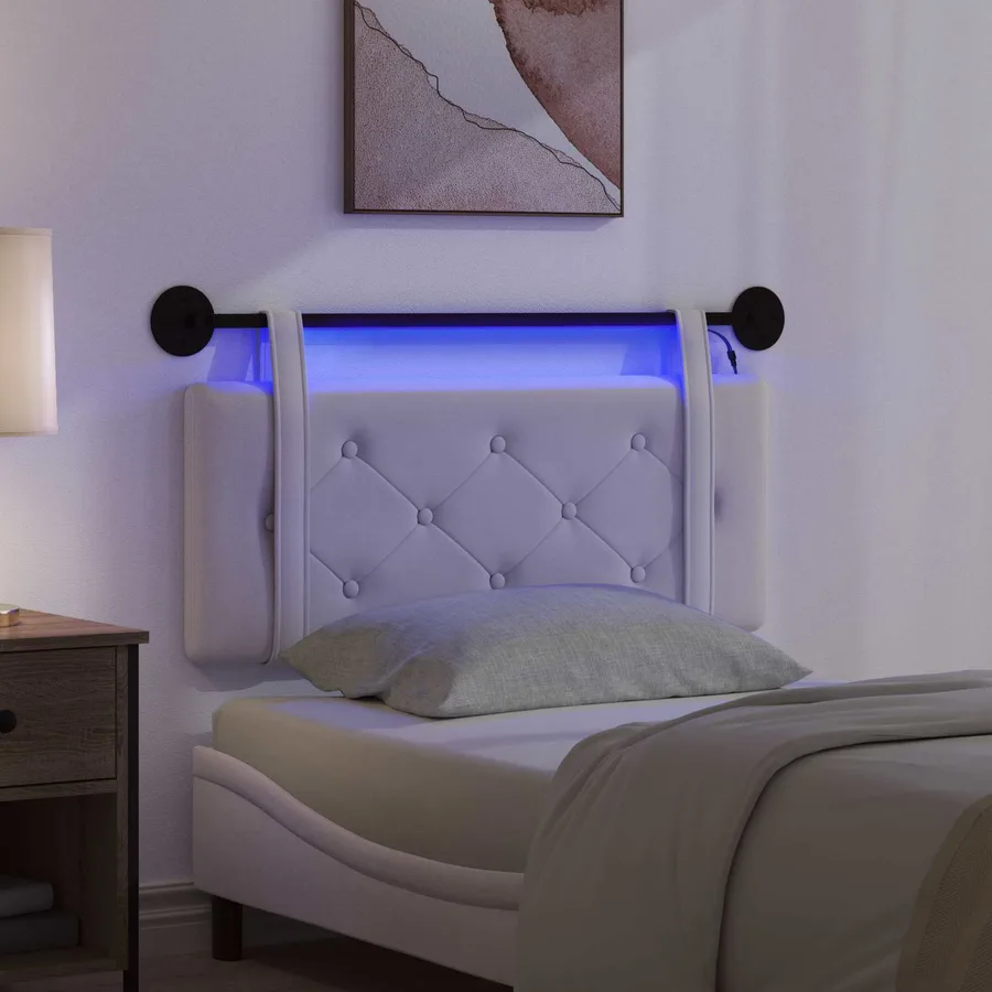 Tête de lit suspendue Avec lumière LED Crème Velours - 5