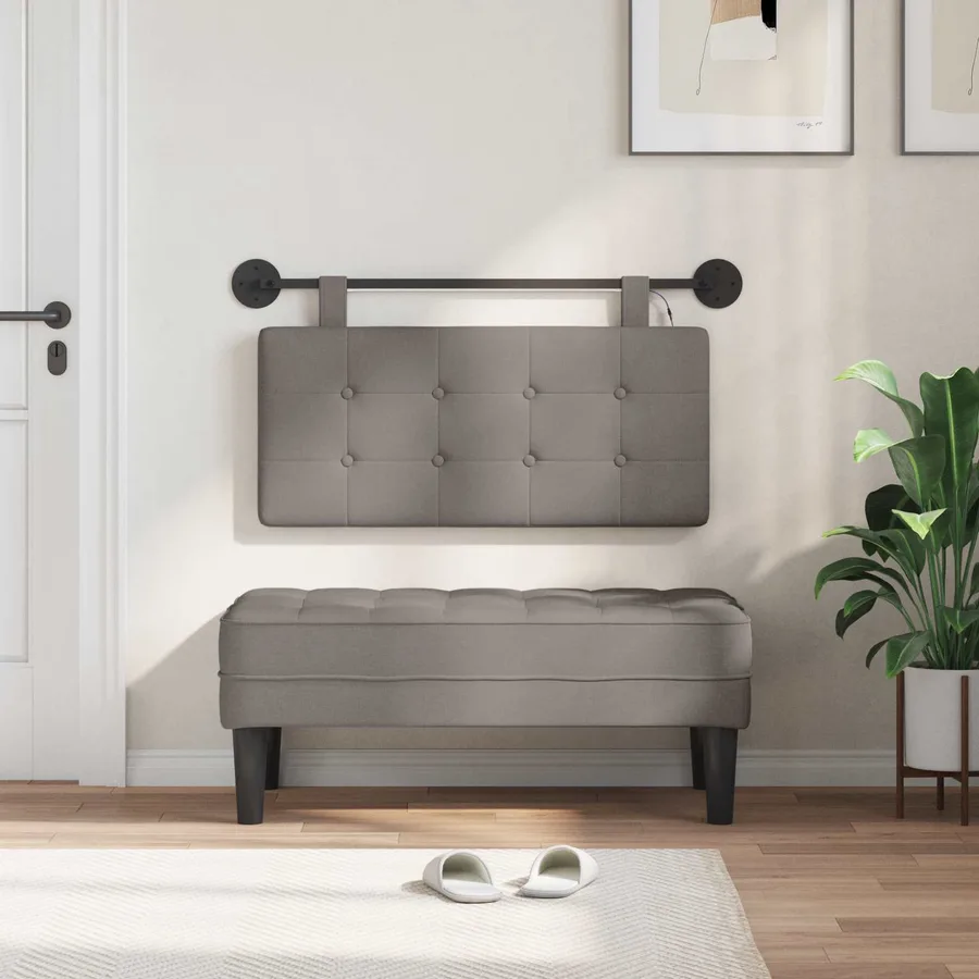 Tête de lit suspendue Avec lumière LED Taupe Tissu - 3