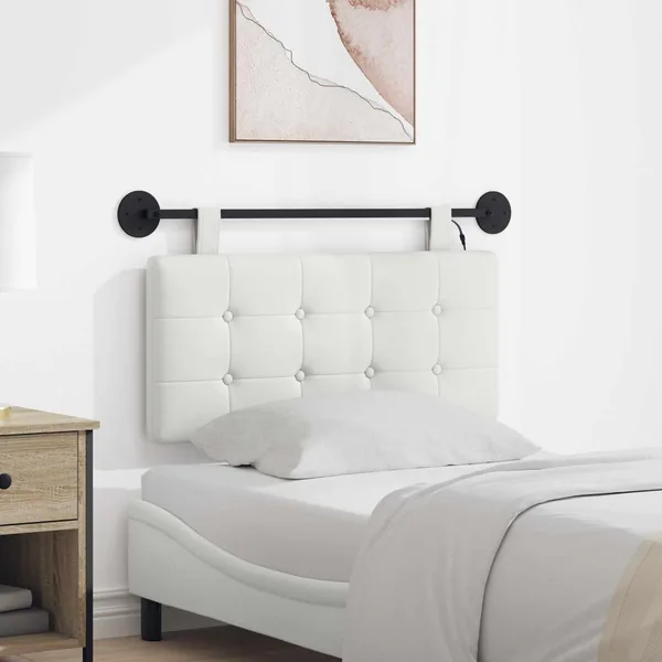 Tête de lit suspendue Avec lumière LED Blanc Simili cuir