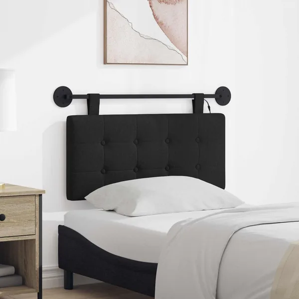 Tête de lit suspendue Avec lumière LED Noir Tissu