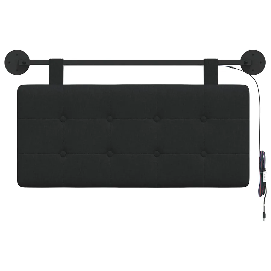 Tête de lit suspendue Avec lumière LED Noir Tissu - 6