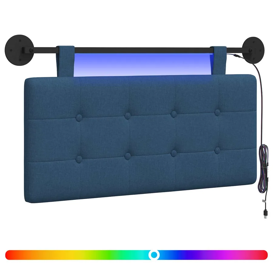Tête de lit suspendue Avec lumière LED Bleu Tissu - 2