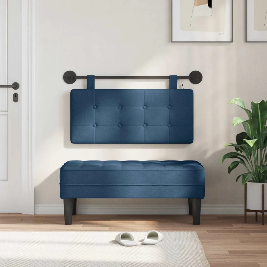 Tête de lit suspendue Avec lumière LED Bleu Tissu - 3