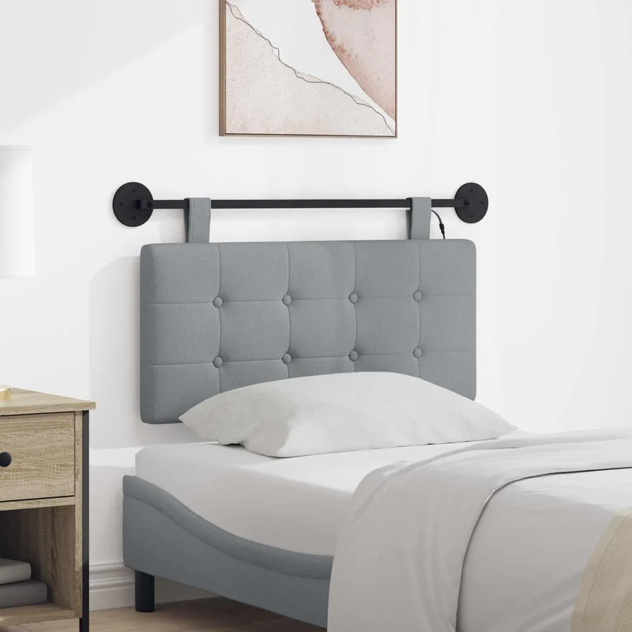 Tête de lit suspendue Avec lumière LED Gris clair Tissu