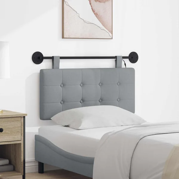 Tête de lit suspendue Avec lumière LED Gris clair Tissu