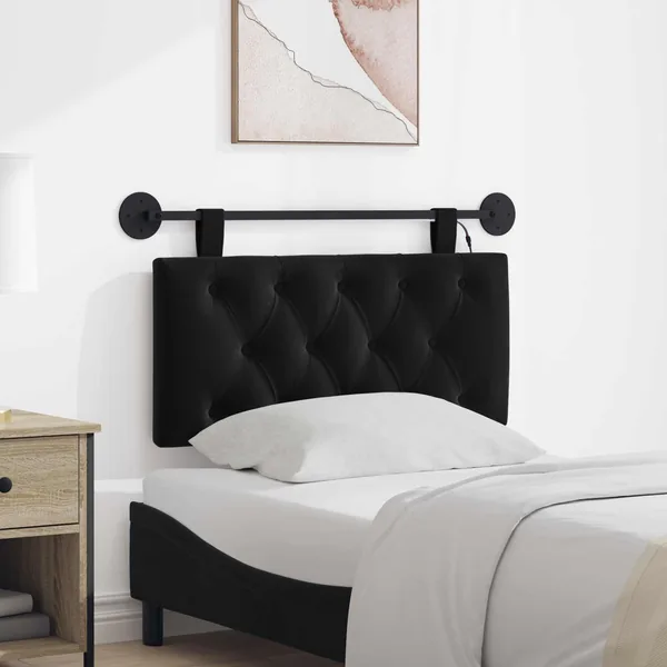Tête de lit suspendue Avec lumière LED Noir Velours