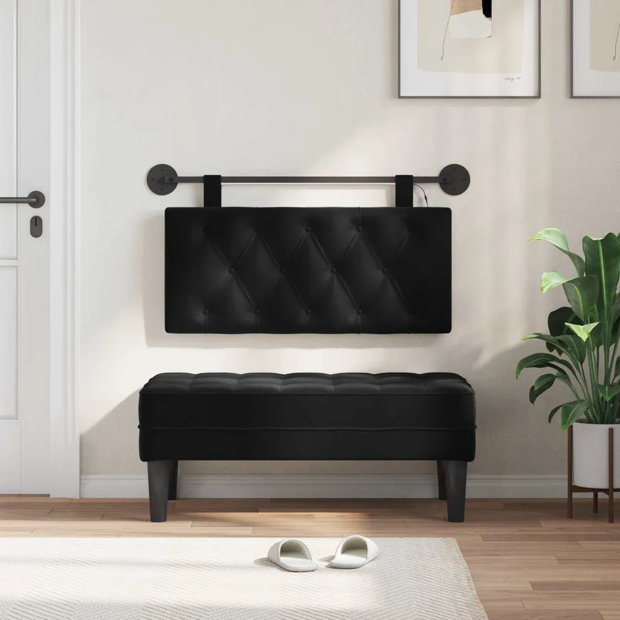 Tête de lit suspendue Avec lumière LED Noir Velours - 3