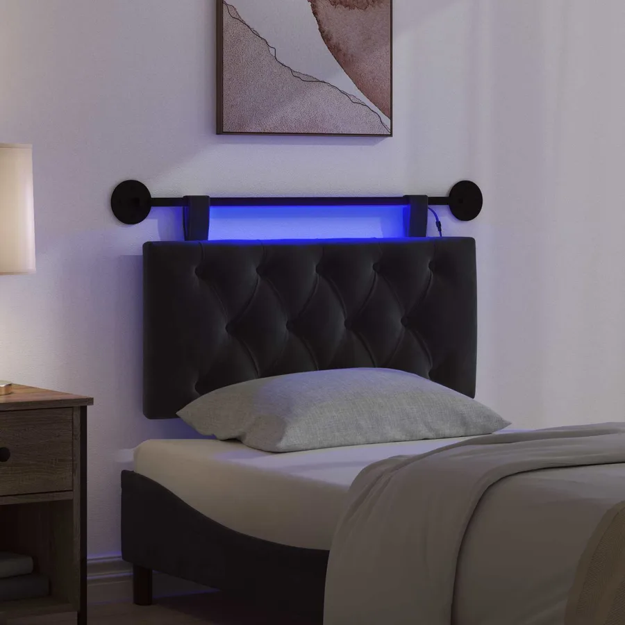 Tête de lit suspendue Avec lumière LED Noir Velours - 5