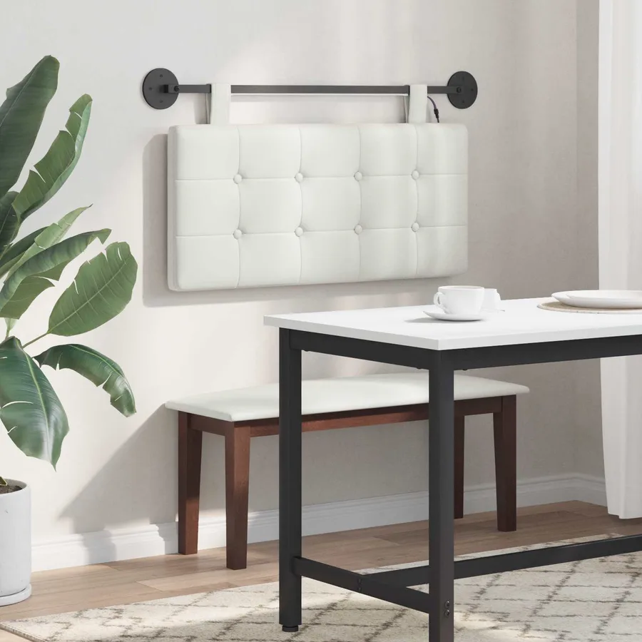 Tête de lit suspendue Avec lumière LED Blanc Simili cuir - 4