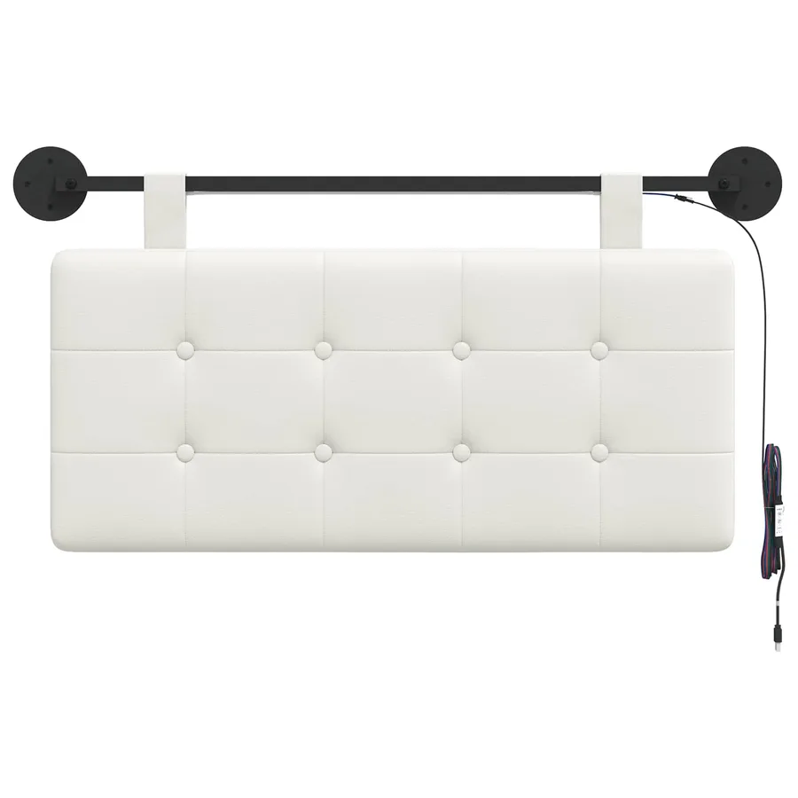 Tête de lit suspendue Avec lumière LED Blanc Simili cuir - 6