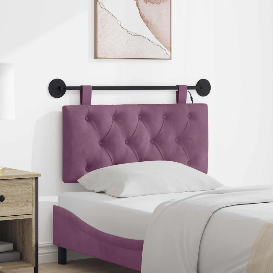 Tête de lit suspendue Avec lumière LED Pourpre Velours