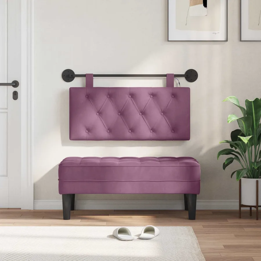 Tête de lit suspendue Avec lumière LED Pourpre Velours - 3