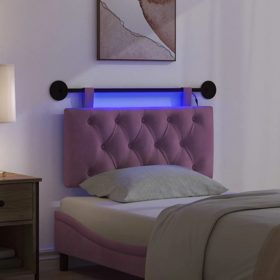 Tête de lit suspendue Avec lumière LED Pourpre Velours - 5