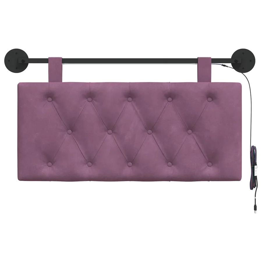 Tête de lit suspendue Avec lumière LED Pourpre Velours - 6