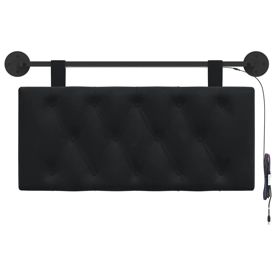 Tête de lit suspendue Avec lumière LED Noir Velours - 6