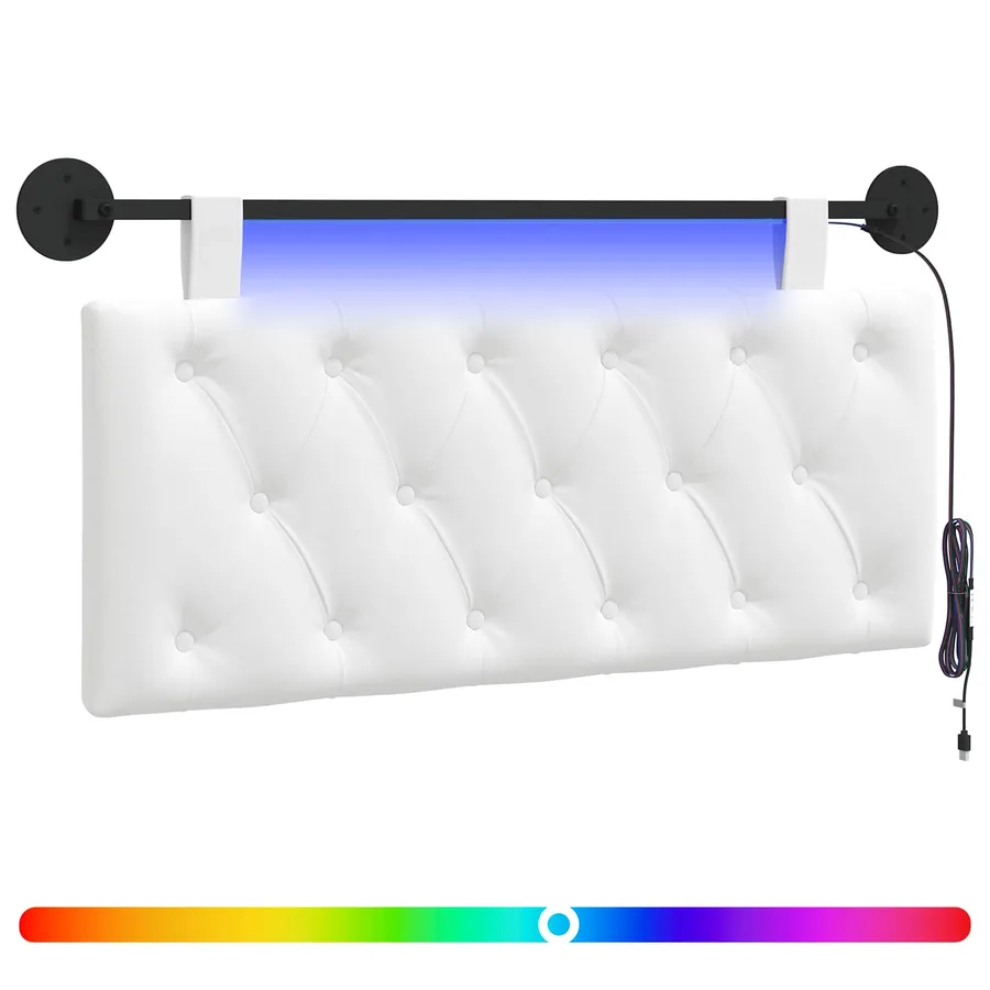 Tête de lit suspendue Avec lumière LED Blanc Tissu - 2