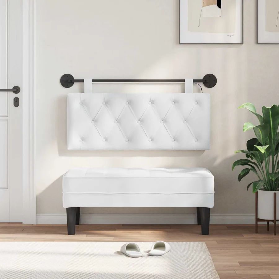 Tête de lit suspendue Avec lumière LED Blanc Tissu - 3