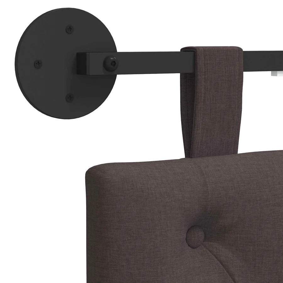 Tête de lit suspendue Avec lumière LED Marron foncé Tissu - 10