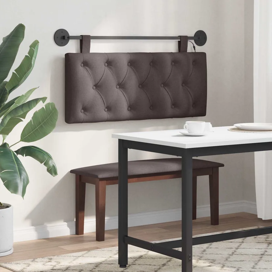 Tête de lit suspendue Avec lumière LED Marron foncé Tissu - 4
