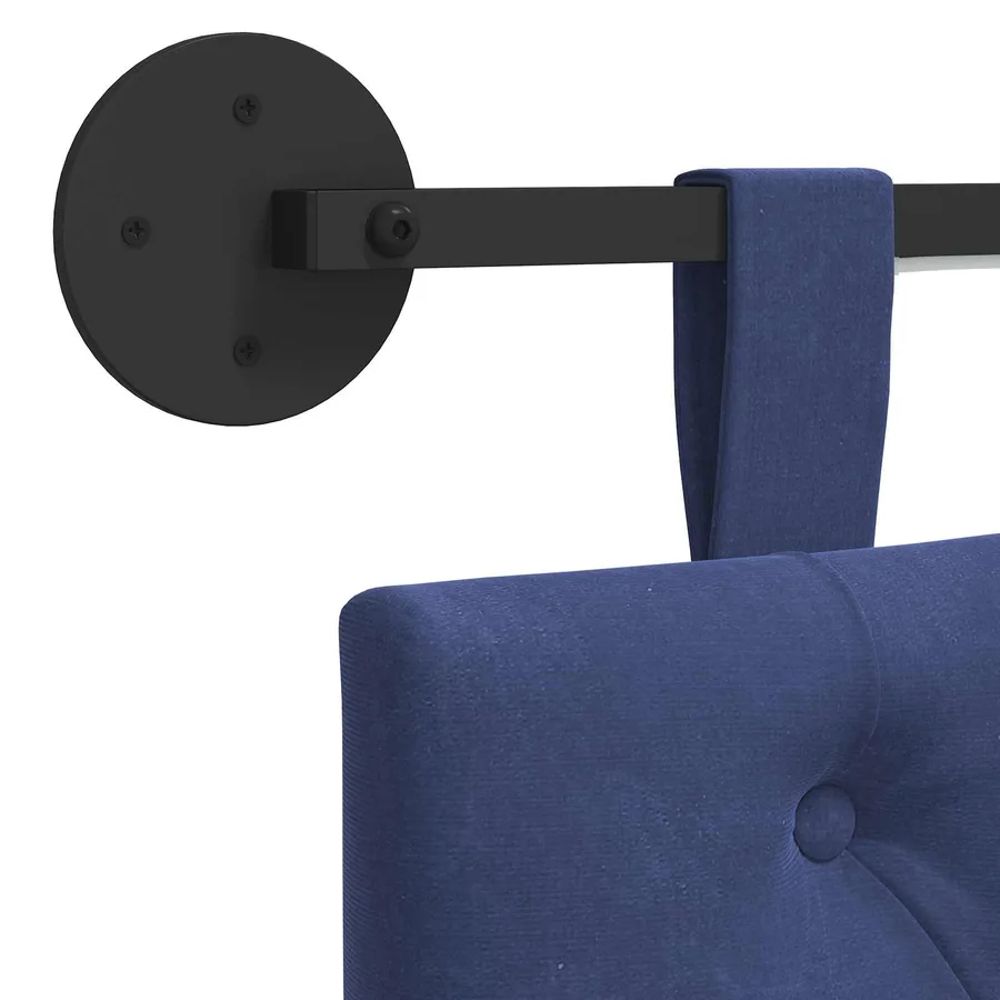 Tête de lit suspendue Avec lumière LED Bleu police Velours - 10