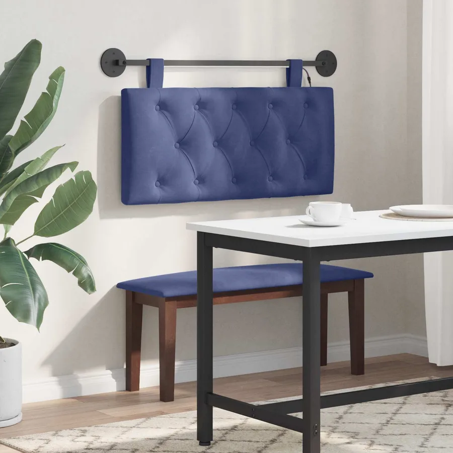 Tête de lit suspendue Avec lumière LED Bleu police Velours - 4