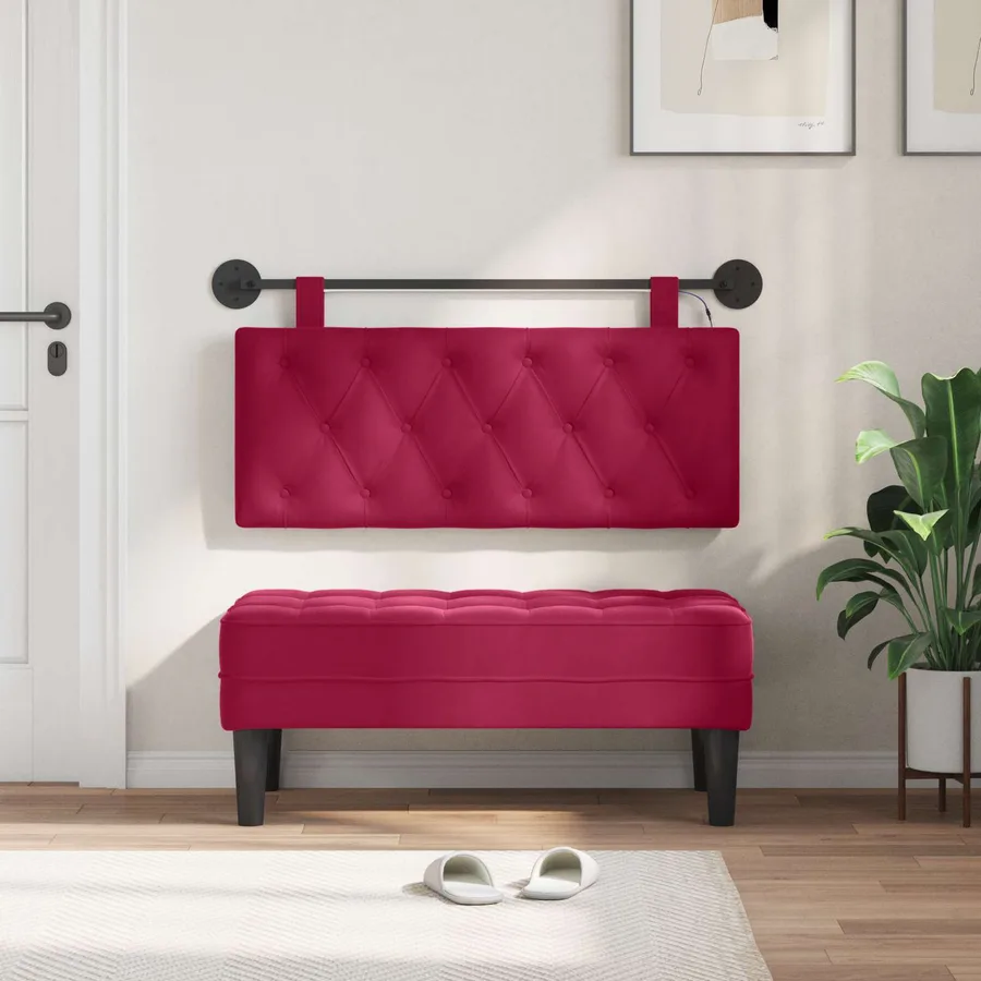 Tête de lit suspendue Avec lumière LED Bordeaux Velours - 3