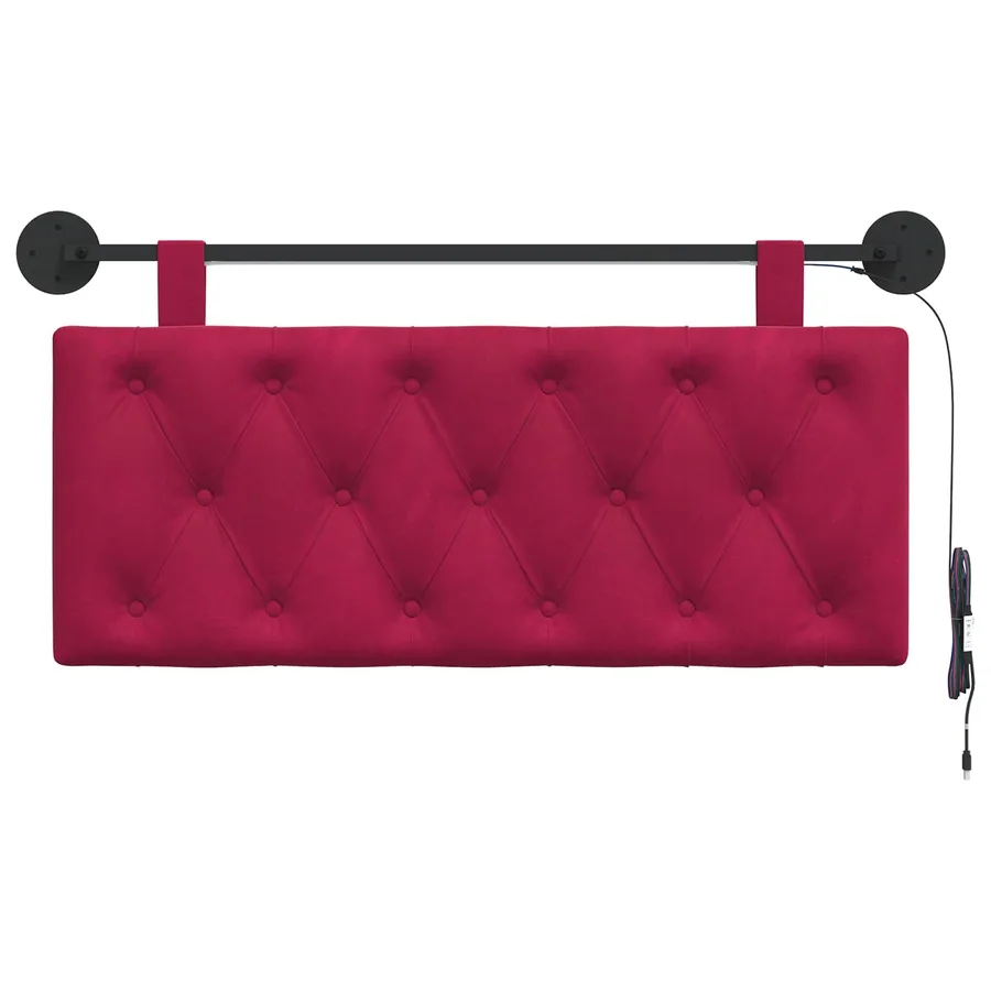 Tête de lit suspendue Avec lumière LED Bordeaux Velours - 6