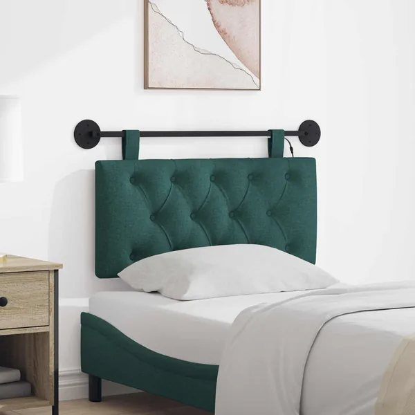 Tête de lit suspendue Avec lumière LED Vert foncé Tissu