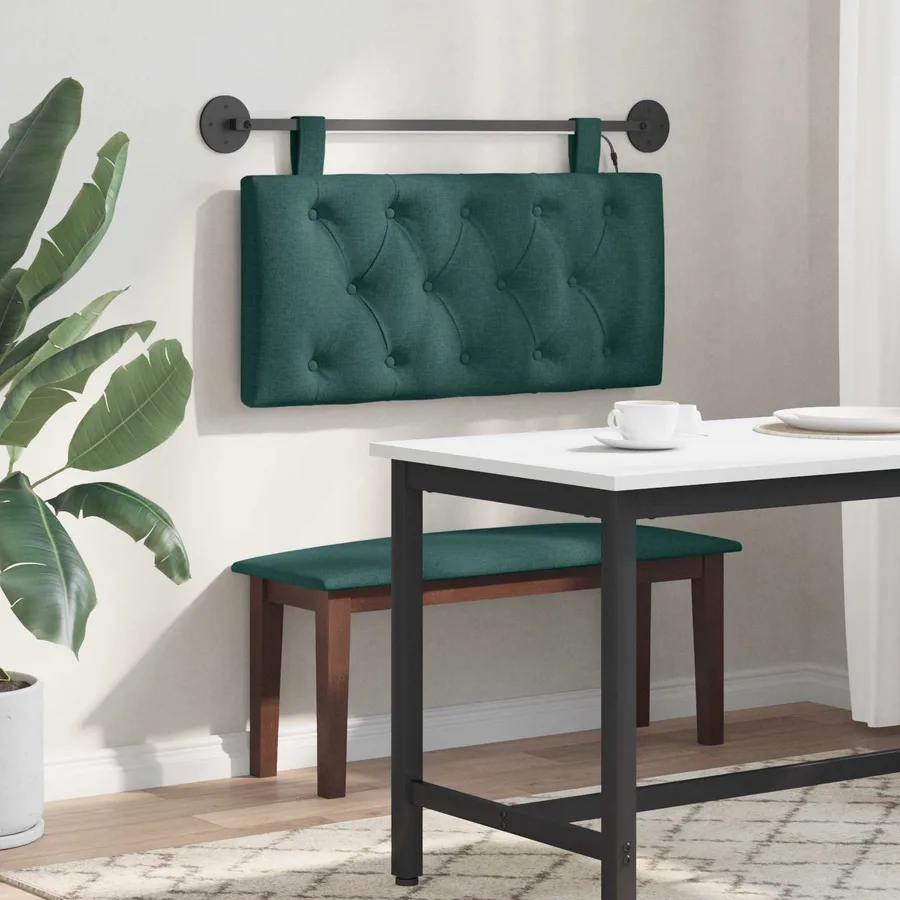 Tête de lit suspendue Avec lumière LED Vert foncé Tissu - 4